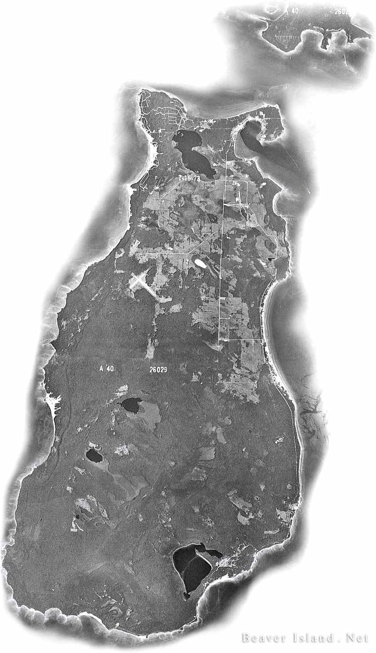 1973 Aerial Photograph of Beaver Island.  Copyright 1999 Beaver Island.Net.  All Rights Reserved.